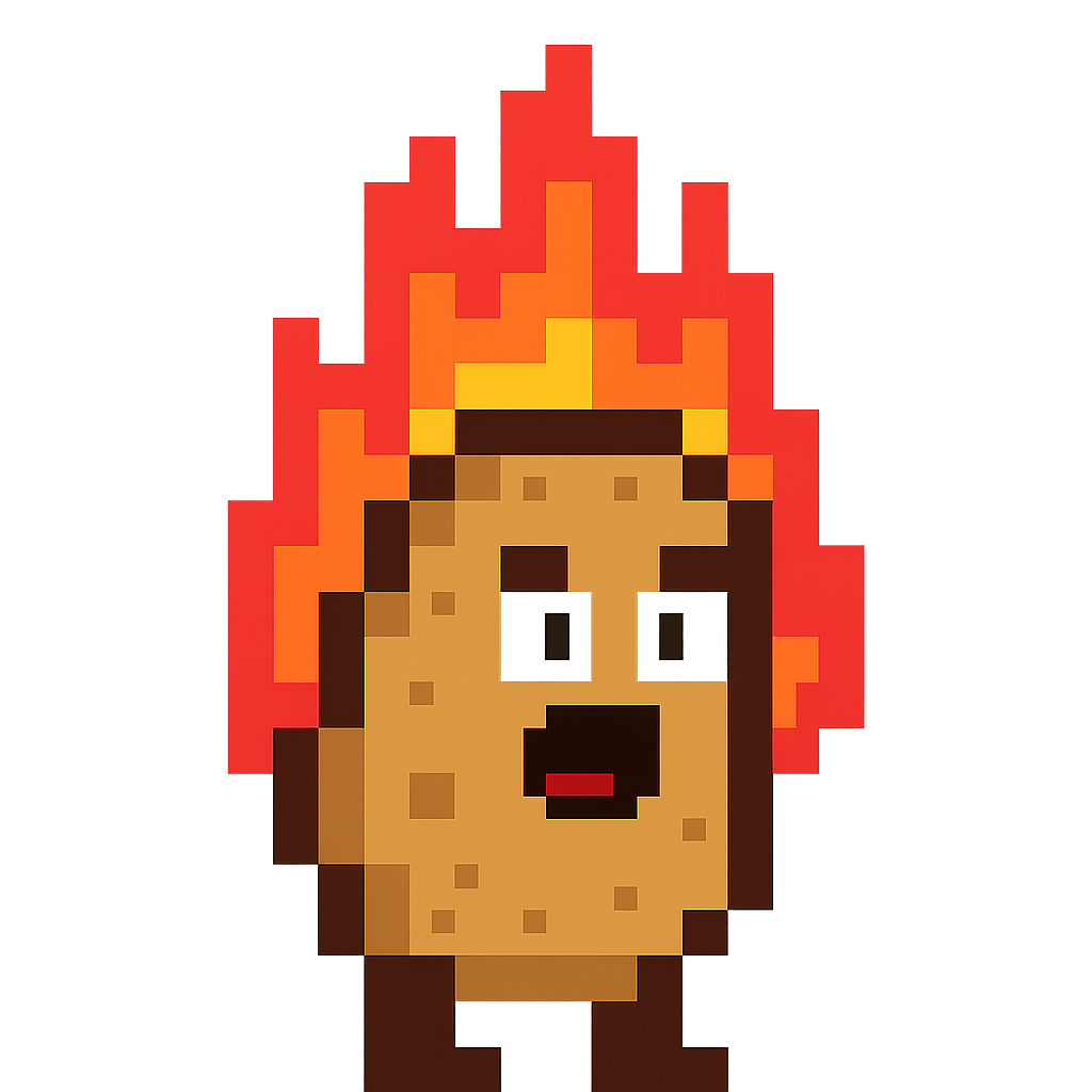 Hot potato with flames